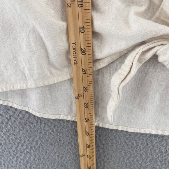 Sofia Vergara Top Womens Large Ivory Linen Blend Button Up Tie Crop Long Sleeve - Picture 9 of 10